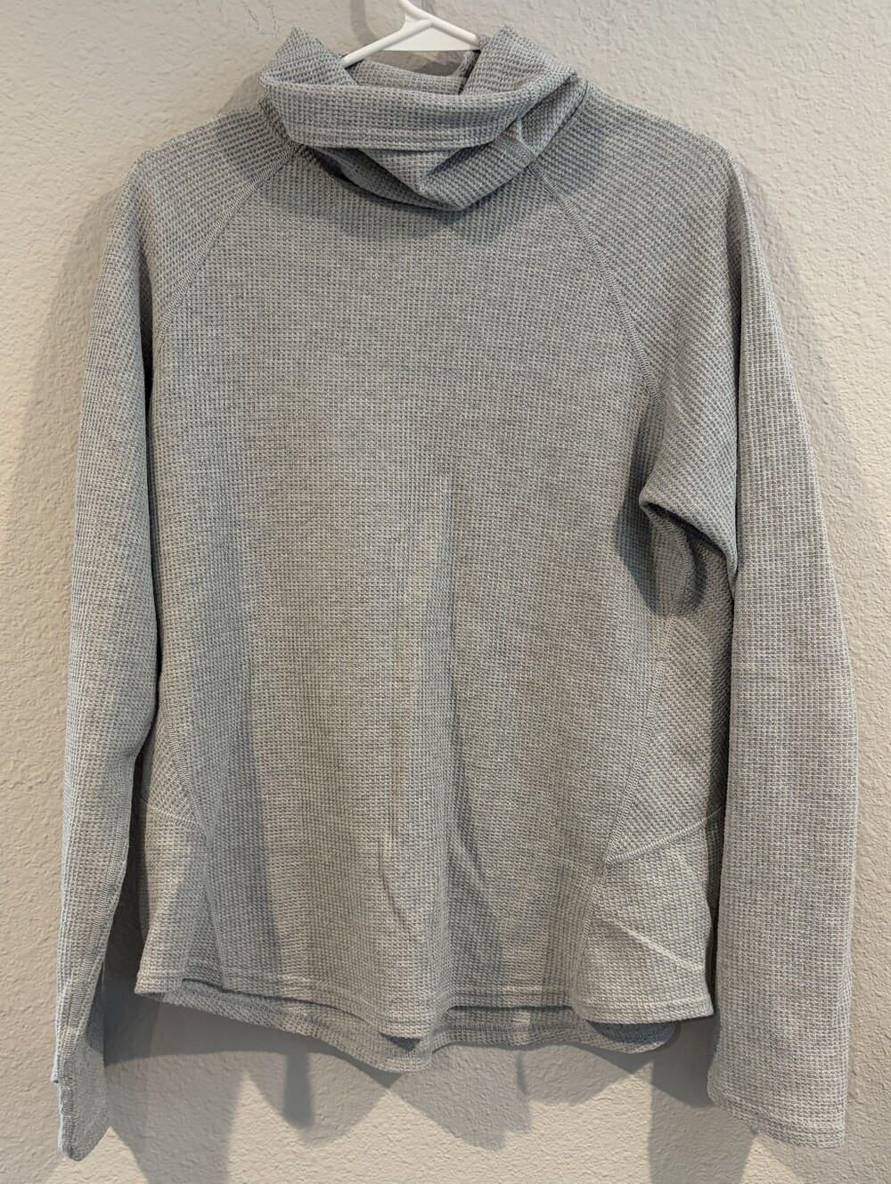 Kuhl Womens Classic Casual Grey Petra Waffle Knit Cotton Blend Sweater Size Med